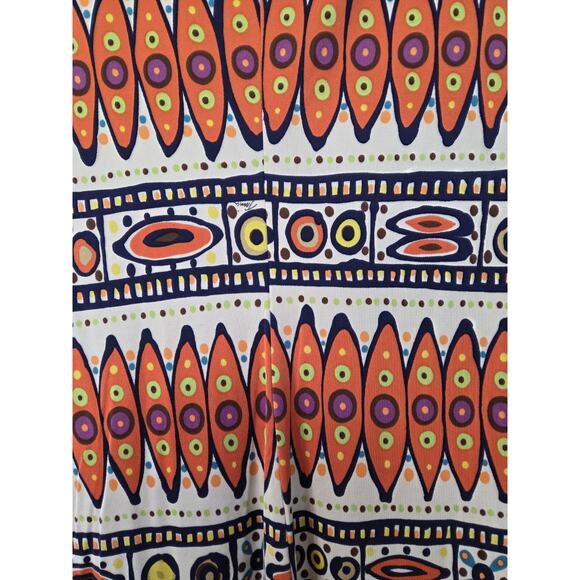 Trina Turk Silk Orange Blue Geometric 60s Mod Retro Sheath Dress, Size 10 - Picture 12 of 13